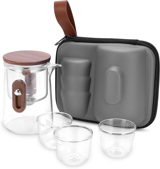 Enchantipot Magic Tea Pote Enchanti Tea Pot, Vaso de Separación de Agua con Mano de Madera, Teapot de Control por Presión para Té Libre, Tejedura de Sazón (520 Transparente