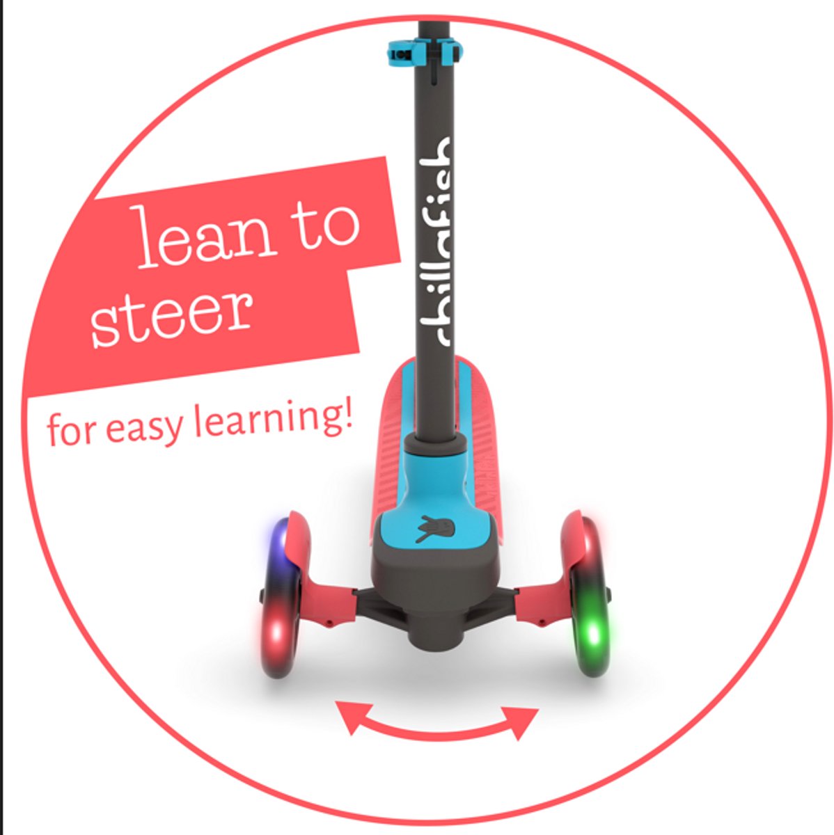 Chillafish Kinderstep 3 Jaar met drie wielen - Rood Blauw - Lichtgewicht step met afneembaar stuur en voetrem - Aanpasbaar in hoogte - Leun-om-te-sturen - Extra grip handgrepen - Model Scotti — afbeelding 10