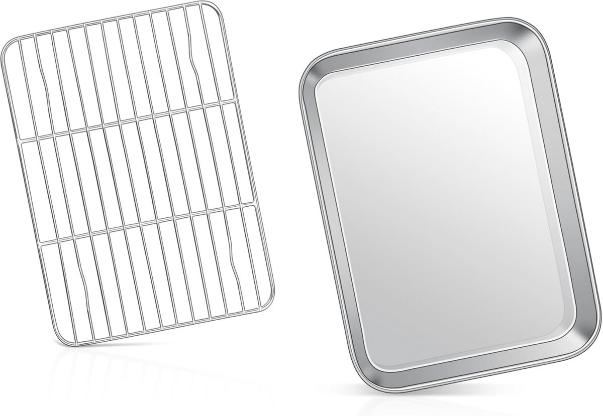 Bakplaat Pan met Rack Set - Vaatwasmachinebestendig en Duurzaam RVS Bakgerei voor Gezonde Maaltijden