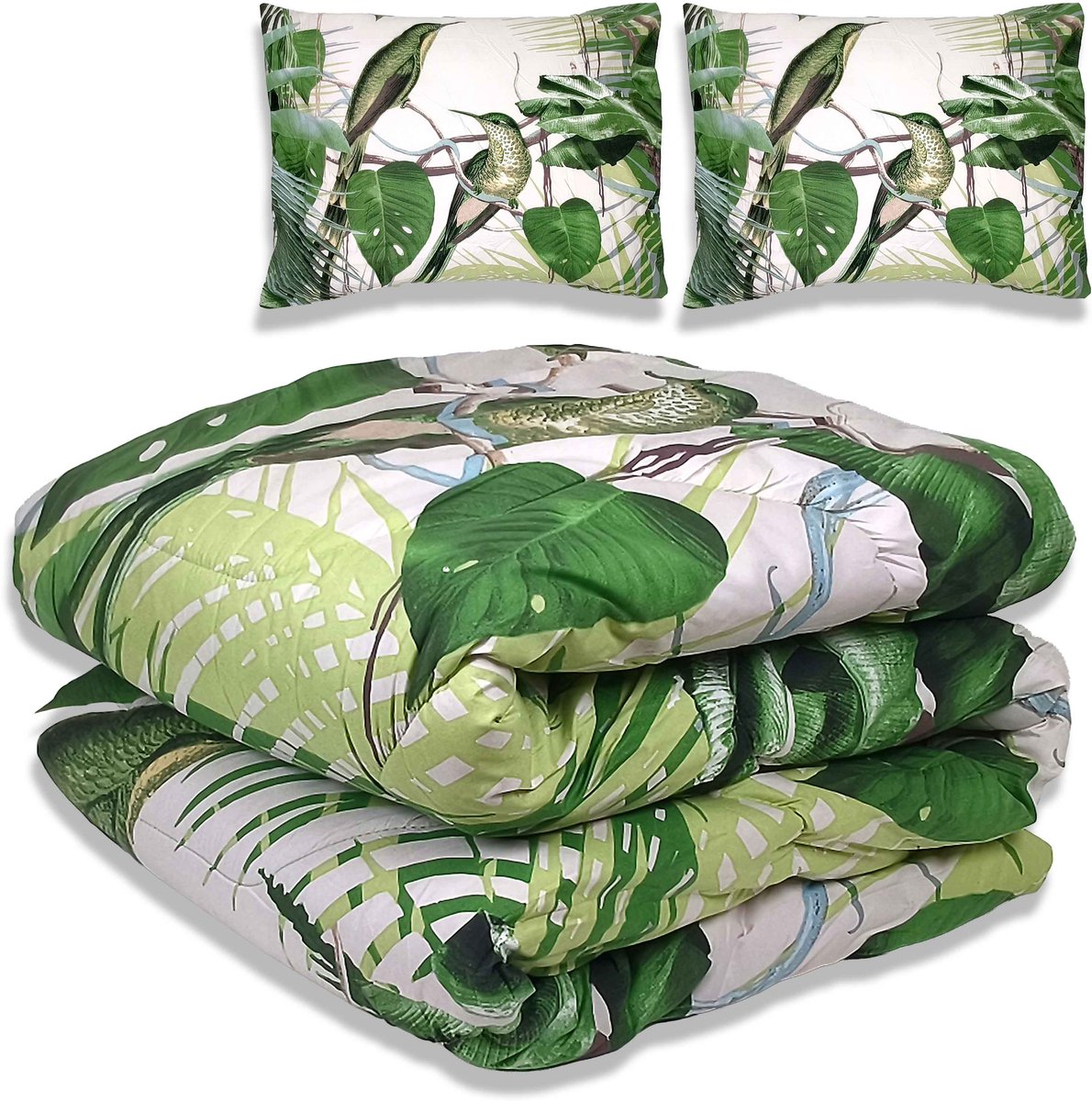 Dekbed zonder overtrek - All year 240x220 cm - Jungle Groen - Wasbaar Dekbed Zonder Overtrek – Hypoallergeen & Antibacterieel – 30 dagen proefslapen - Wasbaar hoesloos dekbed - Bedrukt dekbed - zomerdekbed & winterdekbed