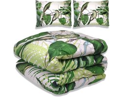 Dekbed zonder overtrek - All year 240x220 cm - Jungle Groen - Wasbaar Dekbed Zonder Overtrek – Hypoallergeen & Antibacterieel – 30 dagen proefslapen - Wasbaar hoesloos dekbed - Bedrukt dekbed - zomerdekbed & winterdekbed
