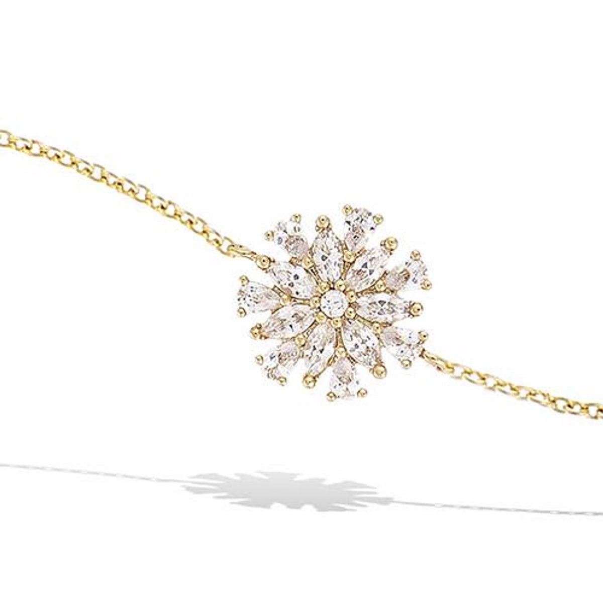 CHIVAL Armband 18K Verguld Goud "Nova Bloom" – Luxe, Hypoallergeen, Zirkonia, Ster, Bloem, Cadeau voor Haar, Liefde, Romantiek, Geschenkverpakking, Glimmend, Sieraad, Kerst