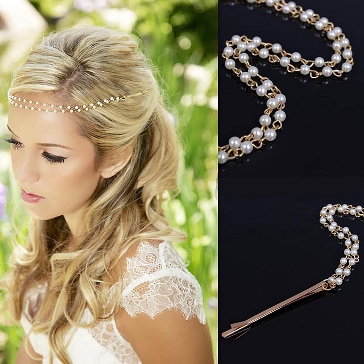 Gelaagde Parel Haaraccessoire voor Feestelijk Bruidskapsel