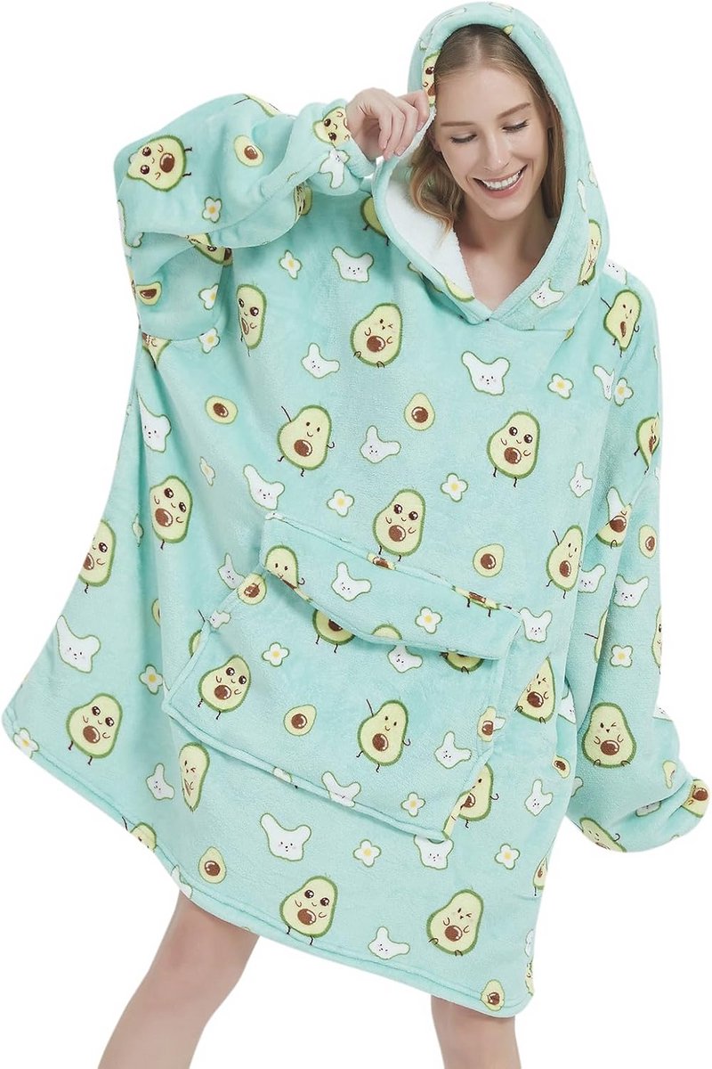 Oversized Wearable Blanket Hoodie voor Dames en Heren - Ultra Comfortabel en Warm - Sherpa Flanel
