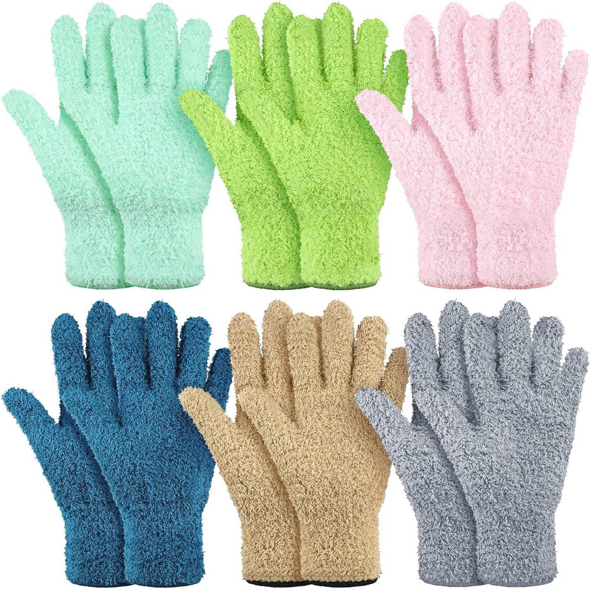 Microfiber Stofhandschoenen voor Huishoudelijk Gebruik - 6 Paar in 6 Kleuren