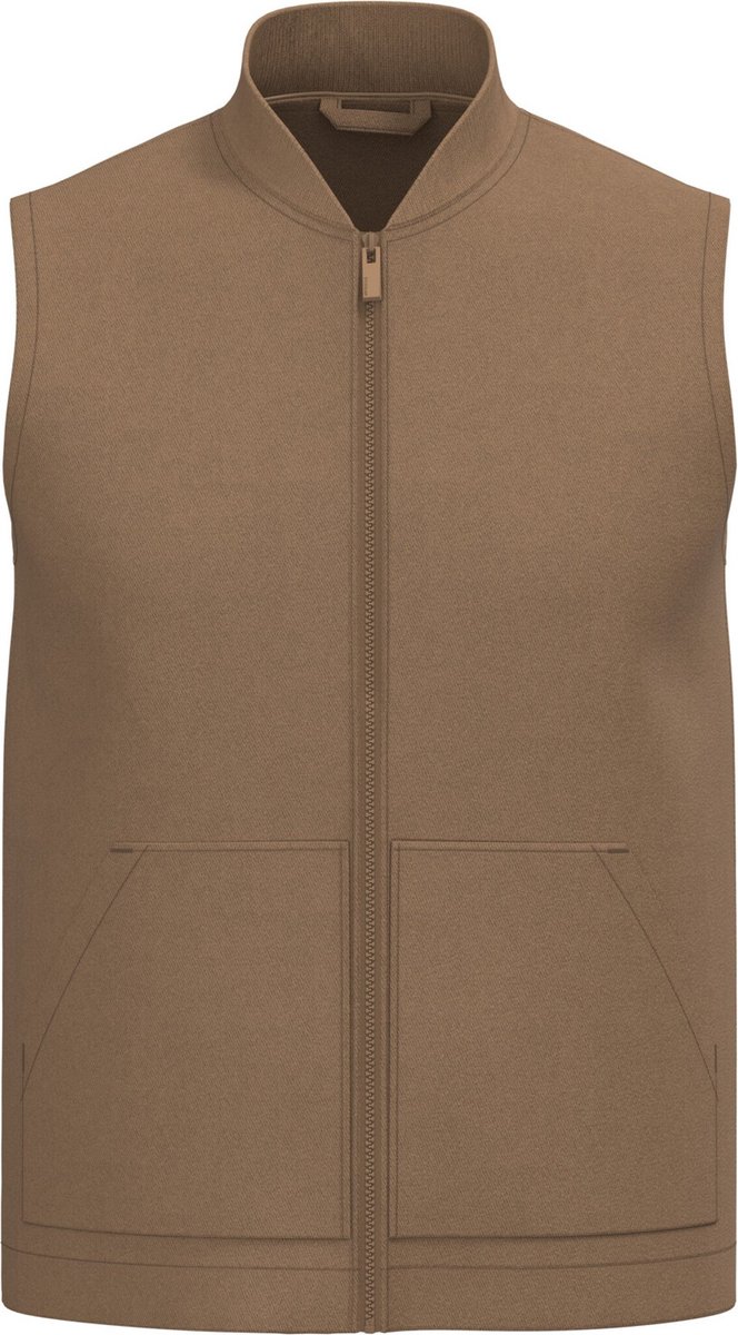 Native Spirit Ecologische gevoerde uniseks bodywarmer in twill met teddykraag NS623 - Dark camel - S