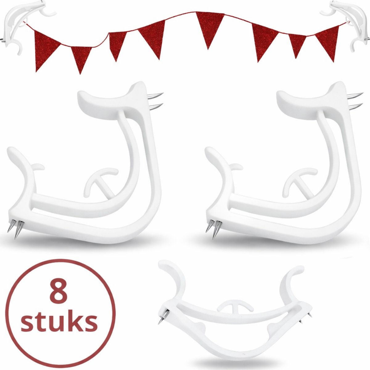 Mamosta® Slingerklemmen - Hoekklemmen Slingers - Verjaardag Versiering Ophangen - Haakjes - 8 Stuks - Klemmen - Ophang Haakjes - Decoratie