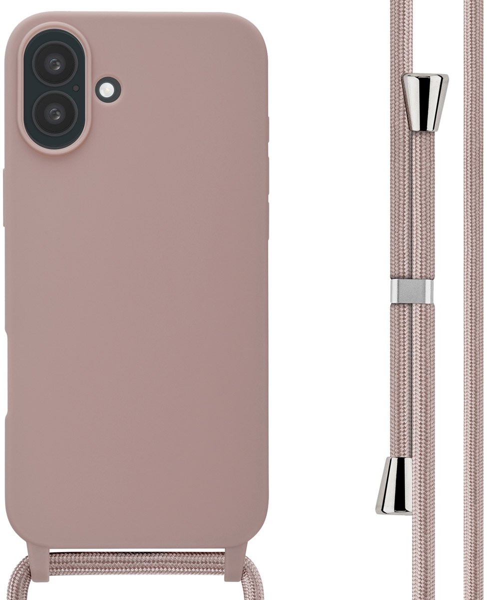 imoshion Hoesje - Geschikt voor Apple iPhone 16 Plus - Siliconen hoesje met koord - Sand Pink