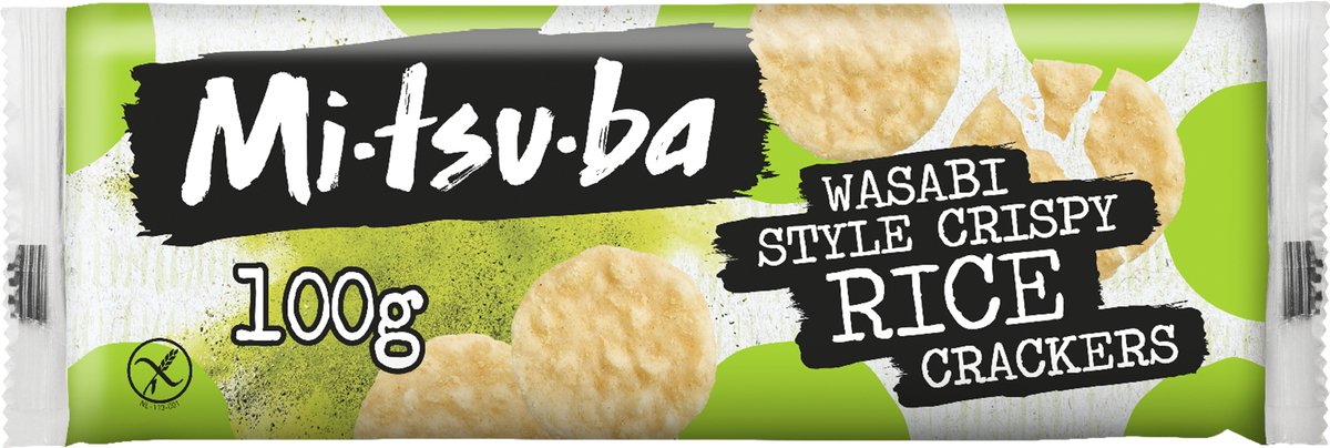 Mitsuba – Wasabi Crispy Rice Crackers – Crackers – Box of 12 x 100 gram
