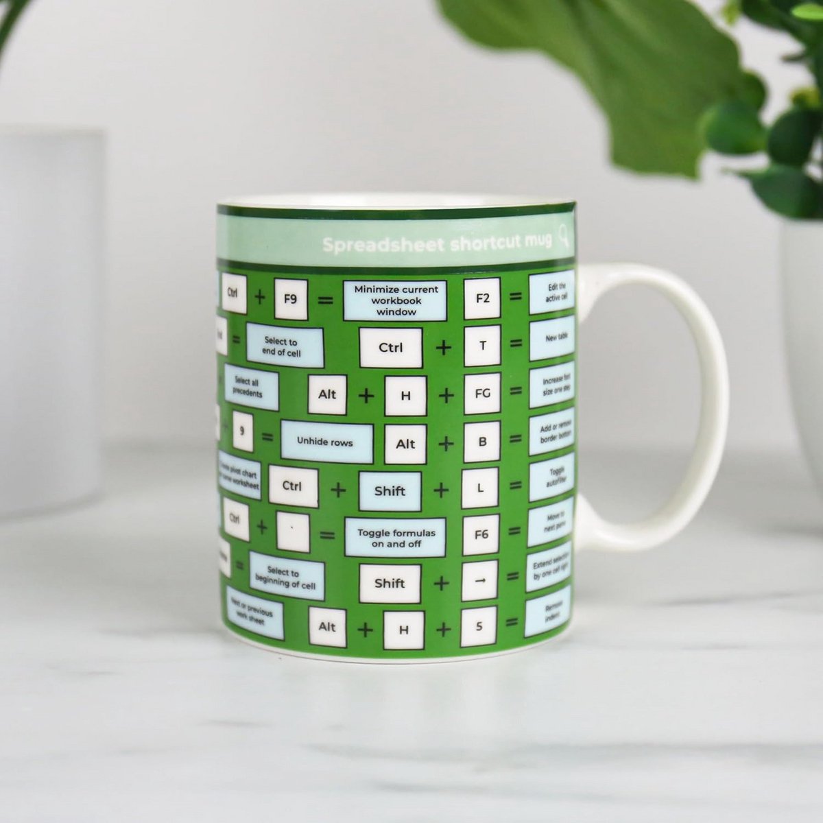 Snelkoppeling Spreadsheet Koffiemok in Groen en Wit voor Kantoor