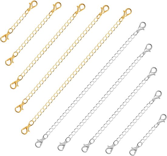 Rallonges de chaîne pour Bijoux - 10 Pièces en RVS en Tailles Diverses
