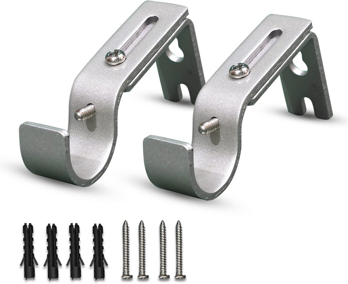 Verstelbare Gordijnpaalbeugels Set van 2 - Metalen Beugels met Inbussleutel voor Gordijnen en Douchefabricage 9-12 cm