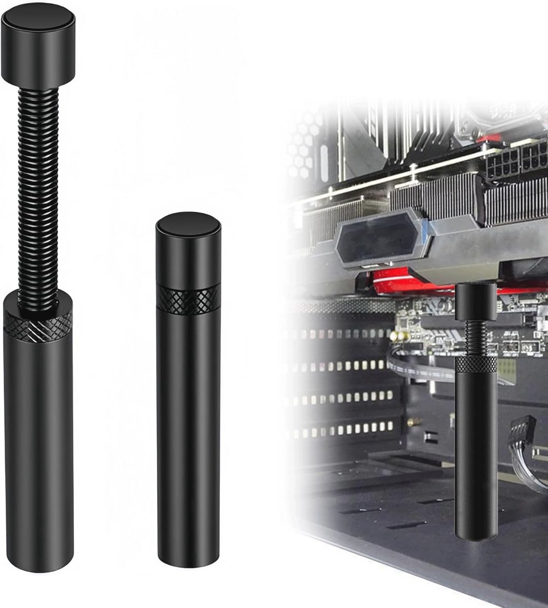 Verstelbare GPU Steun voor Grafische Kaarten - Zwart, 74 mm - 120 mm Hoogte