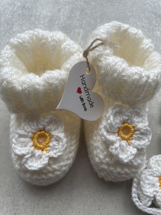 Maminobaby.nl baby geschenkset meisjes - Gebreid Babyslofjes - Handgemaakte Speenkoord en haarclip - Kraamcadeu - Babyshower — afbeelding 5
