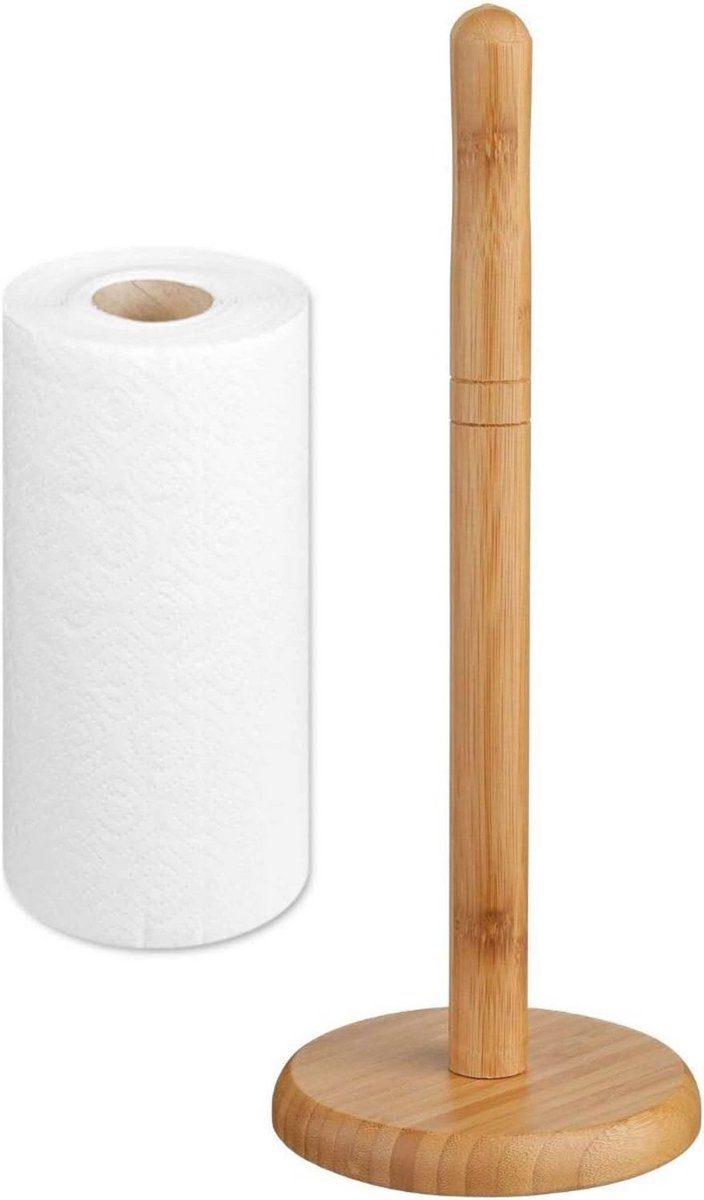 Duurzame Bamboe Keukenrolhouder - Robuust en Ruimtebesparend (32 x 14 cm)
