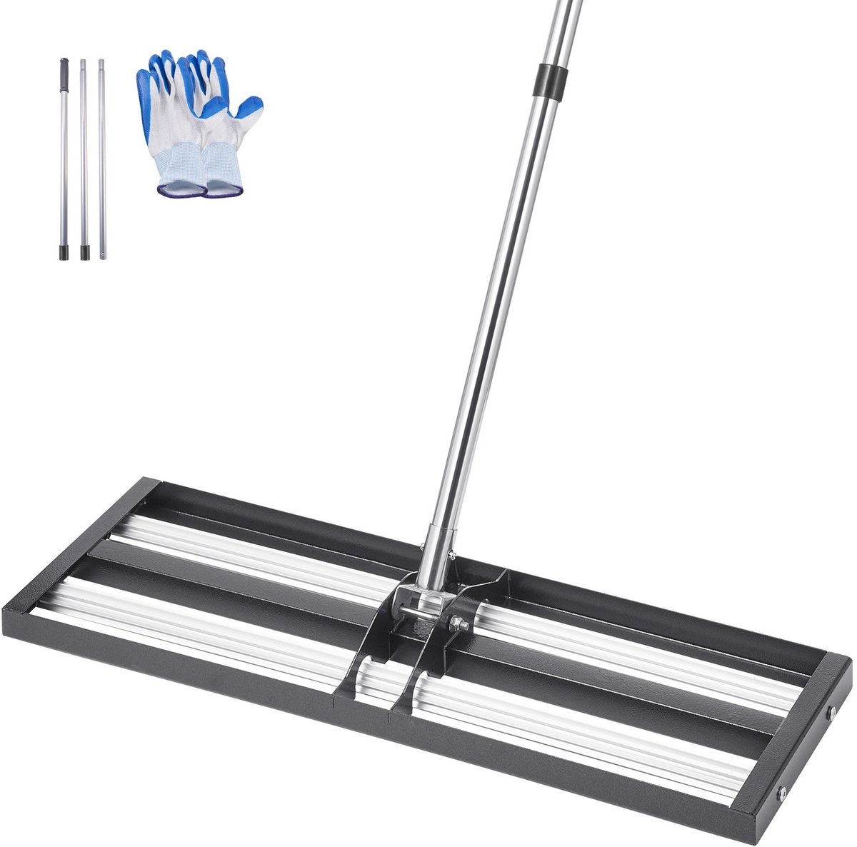 Gazon Nivelleerhark - Egalisatiehark - RVS Plaat 25,4 x 76,2 cm - Verstelbare Steel 213 cm - Voor Zand En Aarde - Geschikt Voor Tuin En Golfbaan - Moeiteloos Egaliseren