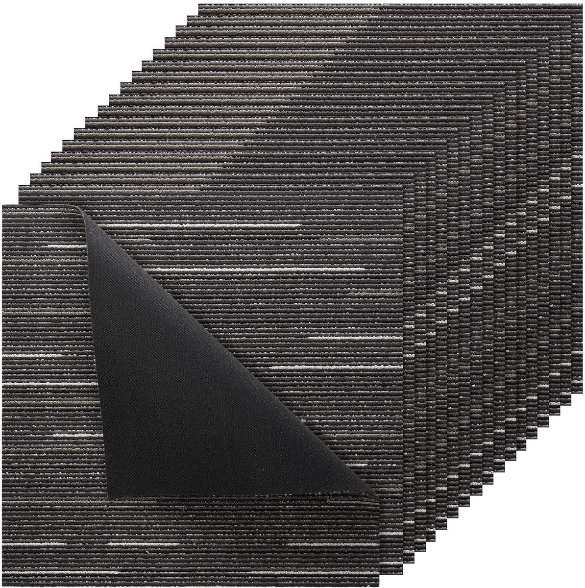 Tapijttegels - Set van 24 - Afmeting 60,96 x 60,96 x 0,6 cm per tegel - Dekking 9 m² - Modulair ontwerp - Herbruikbaar en vervangbaar - Voor woonkamer en kantoor - Grijs
