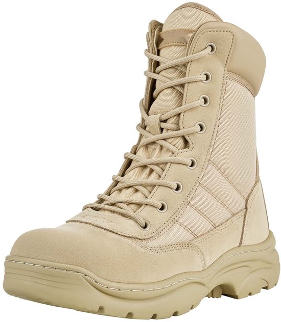 NORTIV8 Militaire tactische werklaarzen voor heren, leren gevechtslaarzen voor motorfietsen,Size 44.5,Zwart