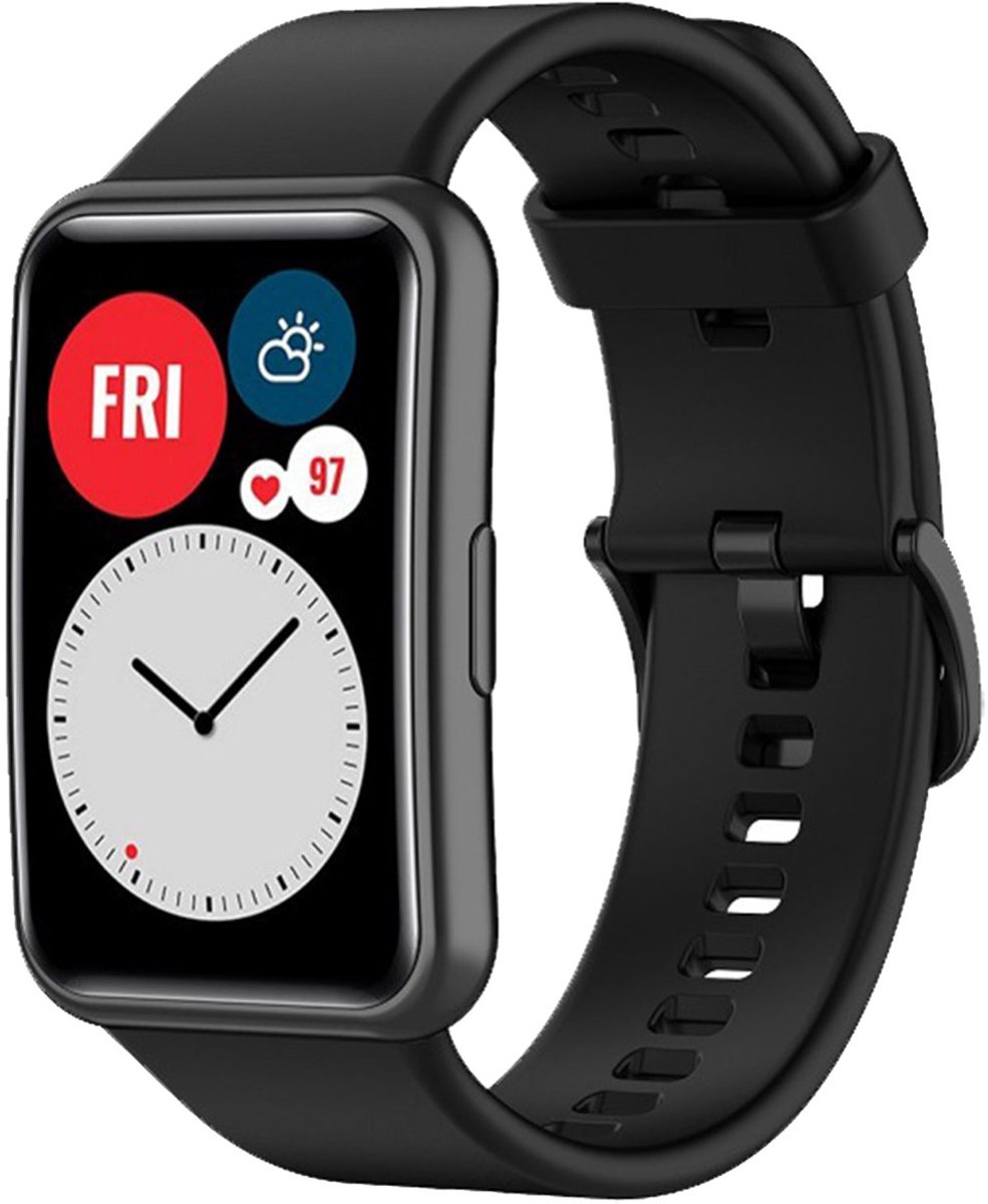 Siliconen bandje - Geschikt voor Huawei Watch Fit - Zwart