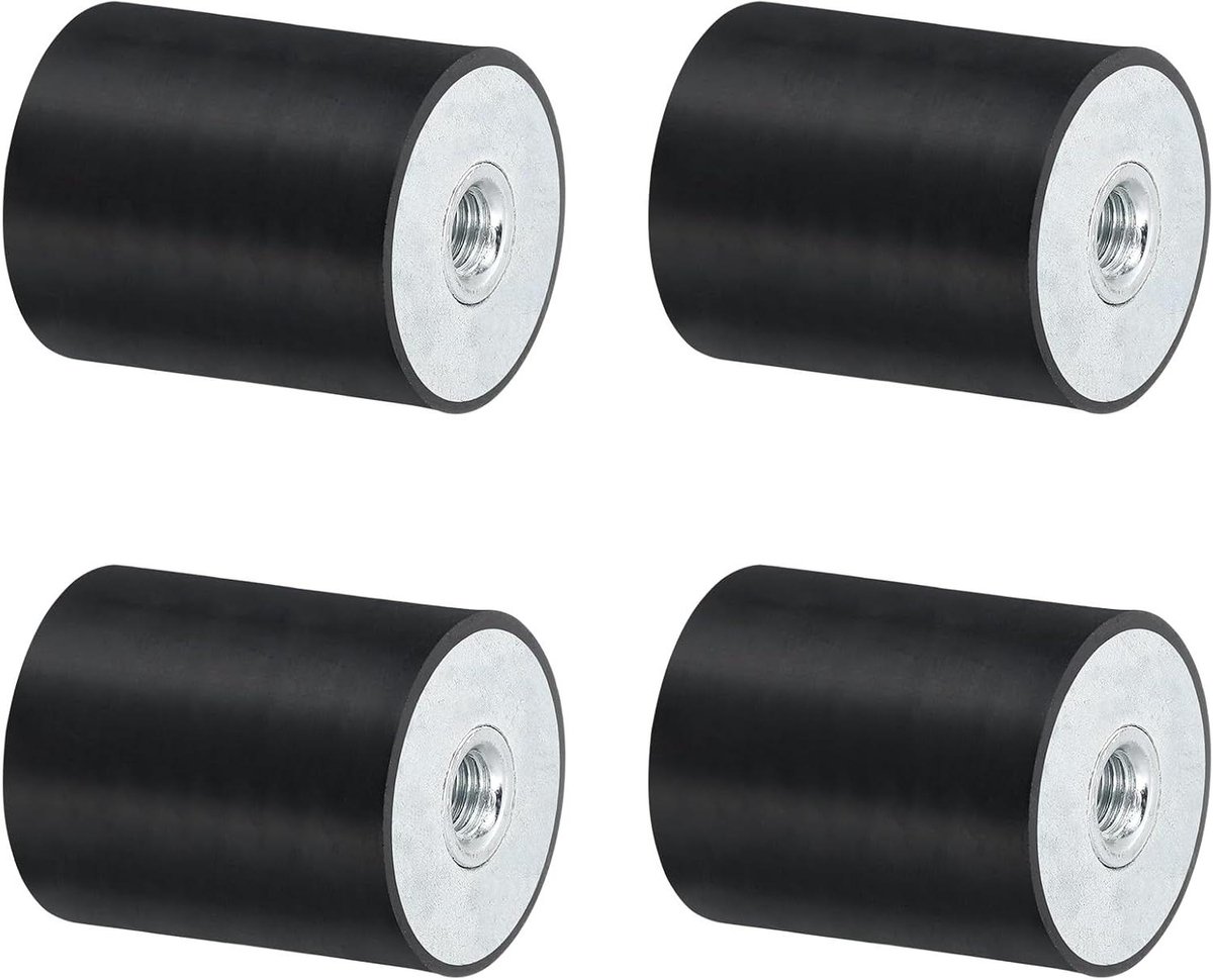 Rubberen trillingsisolatoren voor 40 x 50 mm M10 schroefdraadbussen, set van 4