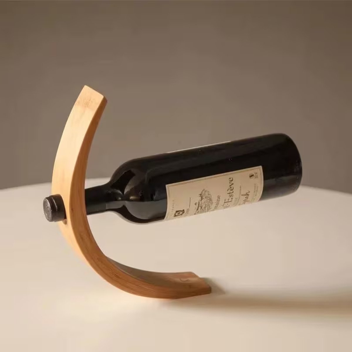 Bamboe Wijnrek Balans – Zwevend Wijnfles Rek – Elegant Design Wijnfleshouder – Duurzame Wijnstandaard van Bamboe – Perfect Cadeau voor Wijnliefhebbers