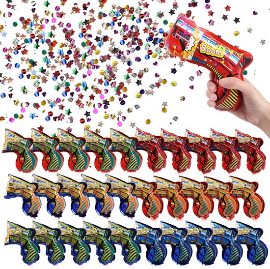 Confettikanon, 30 stuks confetti-pistolen, confetti shooter, party, popper, biologisch afbreekbare confettibom voor carnaval, verjaardag, bruiloft, oudejaarsavond, feesten, jubileum