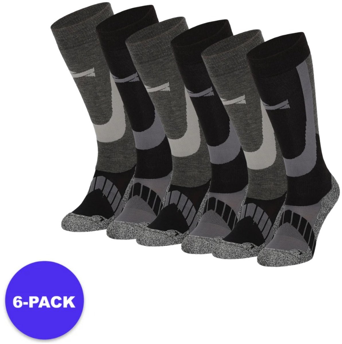 Morethansocks Skisokken unisex 6-paar t/m 48 merino wol ski sokken skisokken heren skisokken dames skisokken Marineblauw