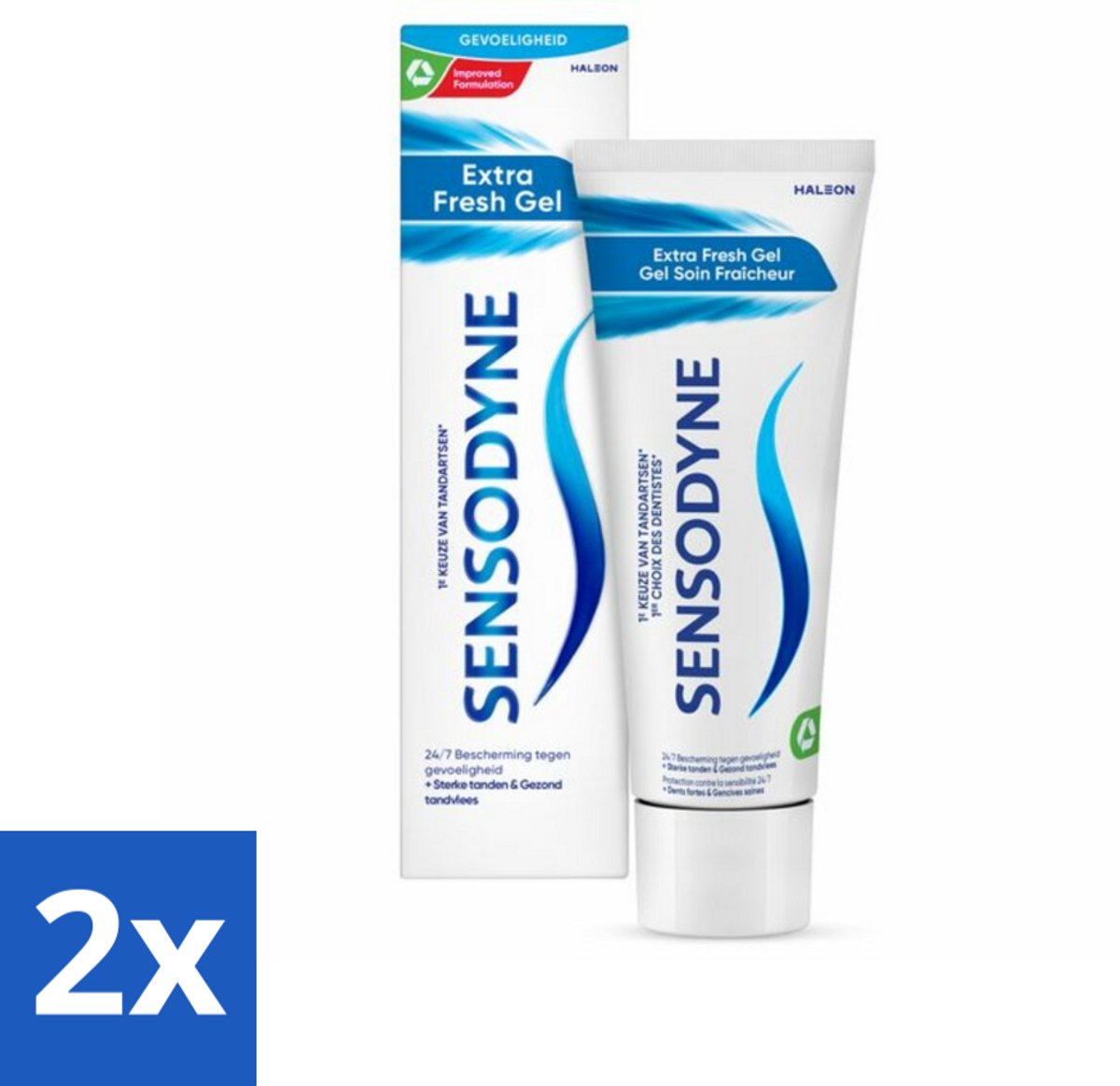 2 x Sensodyne - Tandpasta - Extra Fresh Gel - Verfrissend - 75 ml - Tandpasta Gevoelige Tanden - Sensodyne - Frisse Adem - Tandplak Verwijderen - Fluoride