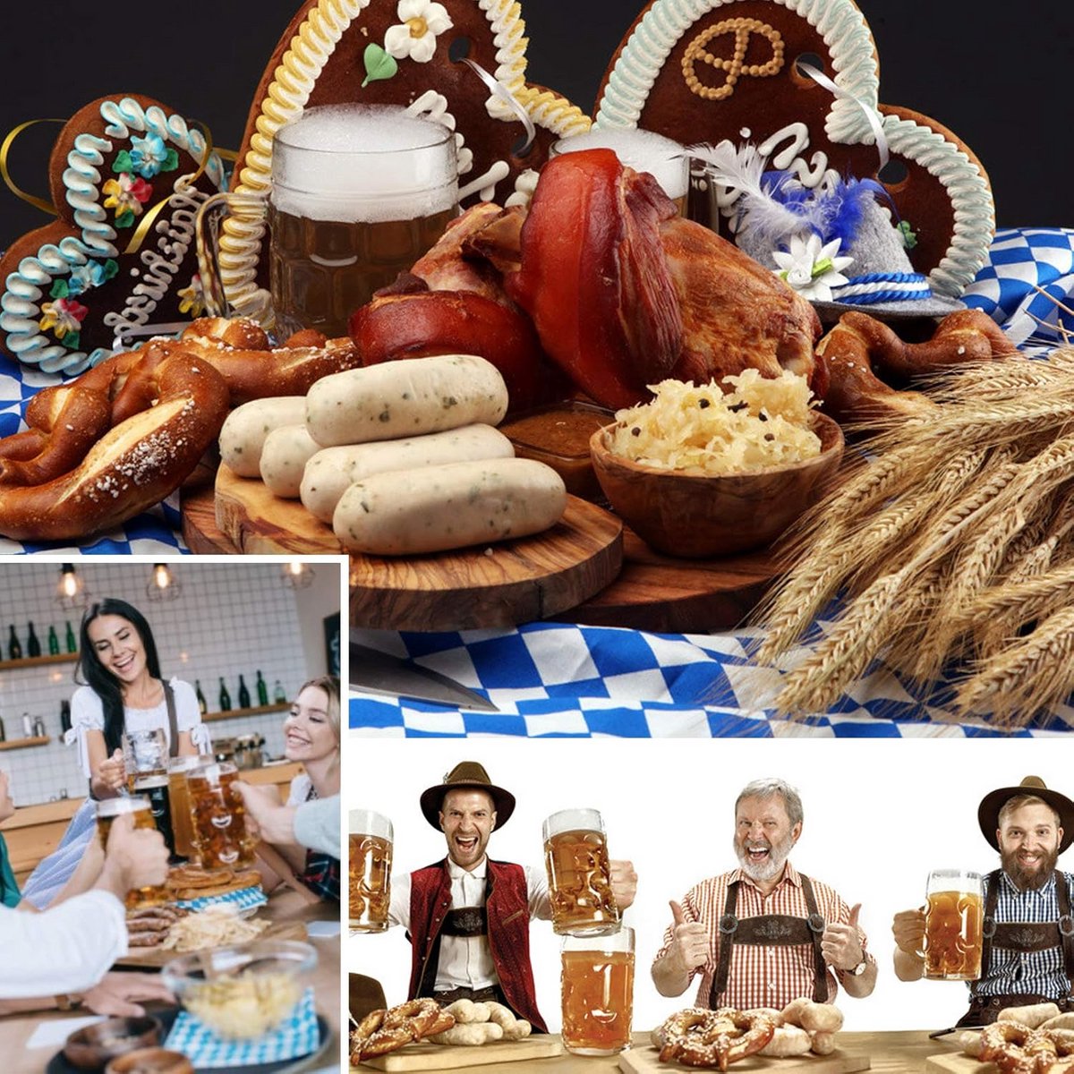 2 Tafelkleden Oktoberfest Blauw Wit voor Bierfeest en Tentversiering 128 x 275 cm