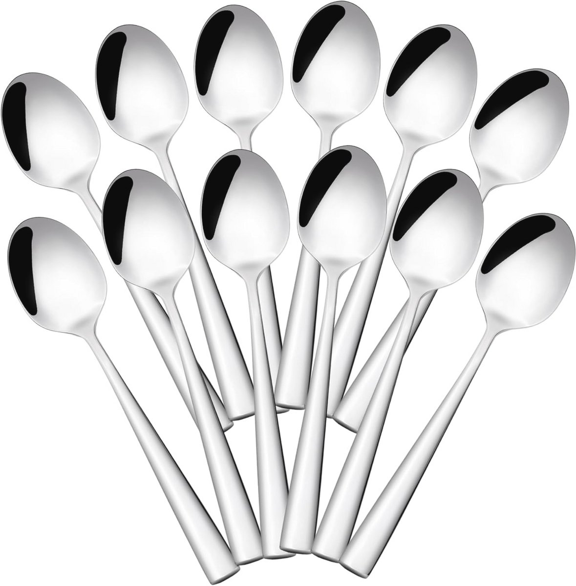 Stainless Steel Dessert Spoons Set - 12 Modern and Elegant Coffee Spoons