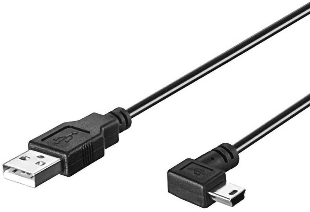 USB 2.0 A naar mini USB-kabel 90 graden haakse oplaadkabel van 5 meter voor dashcam en GPS