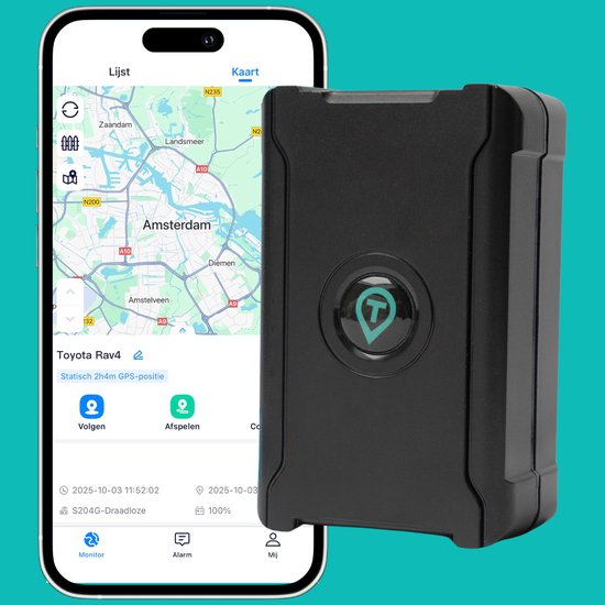 Premium Trackion® 4G GPS-Tracker zonder abonnement - GPS Tracker Auto - GPS Tracker Fiets - GPS Tracker baggage - Geschikt voor iOS & Android