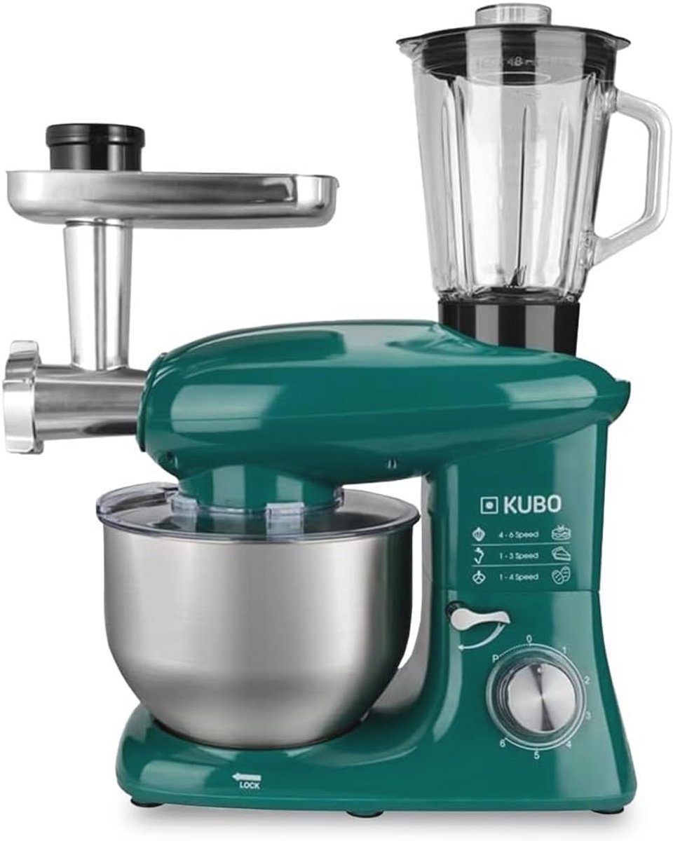 Keukenmachine met 7 accessoires voor veelzijdig koken - Groen - 6 Liter
