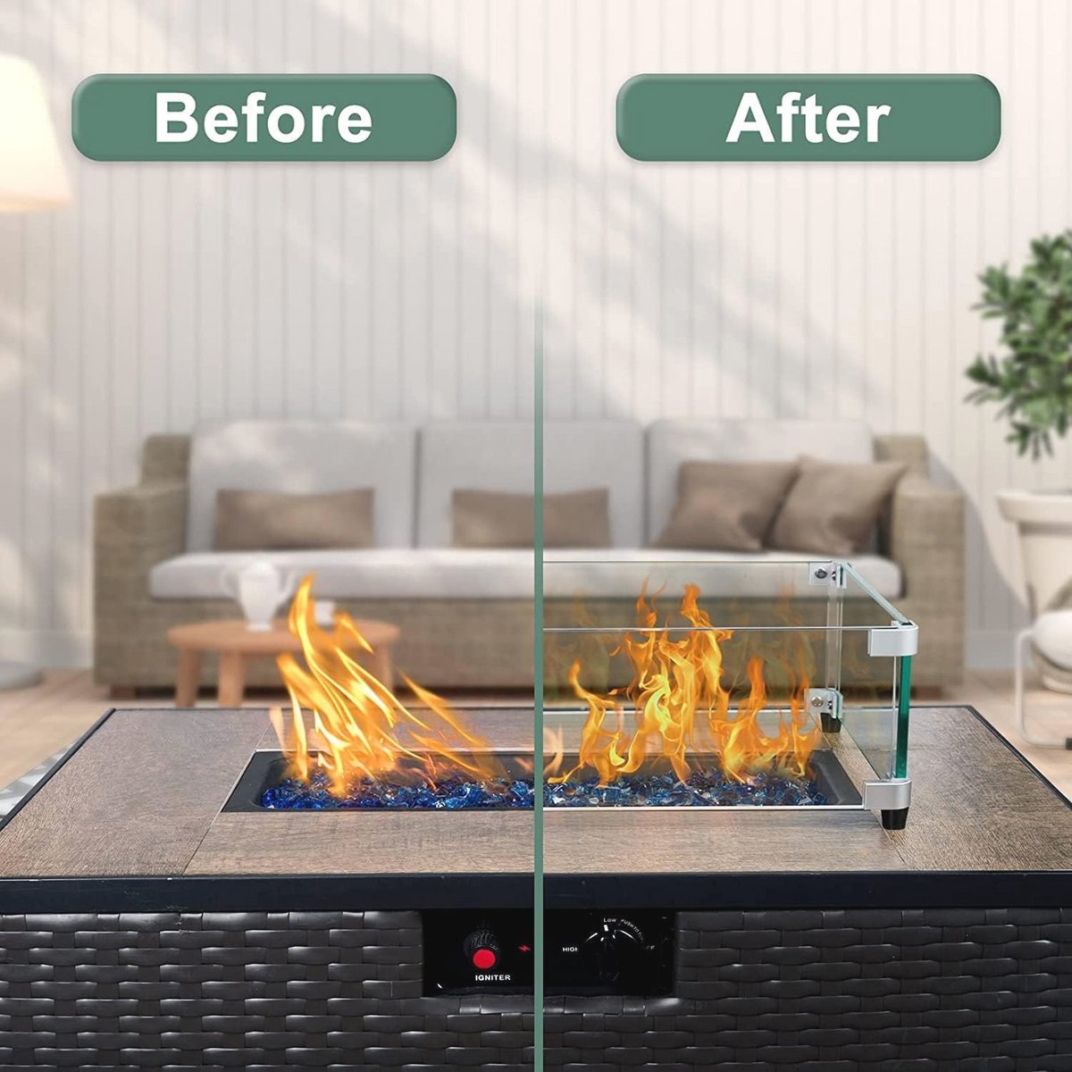 Vuurkorf Windscherm van Gehard Glas - Perfecte Bescherming en Veiligheid voor Buiten