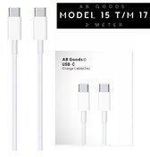 AB Goods USB-C naar USB-C 2 Meter Kabel - 2Meter USB-C Oplaadkabel - Compatibel met USB-C Smartphone's