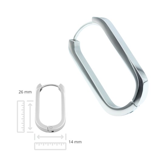 Lady London – Boucles d'oreilles – Ovale – RVS – Couleur argentée – 1 paire