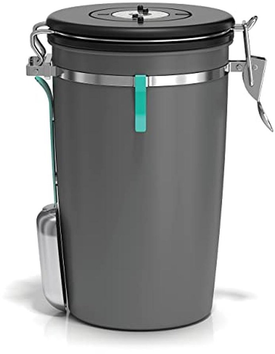 Aromadichte koffiebussen met CO2-ventiel en magnetische lepel