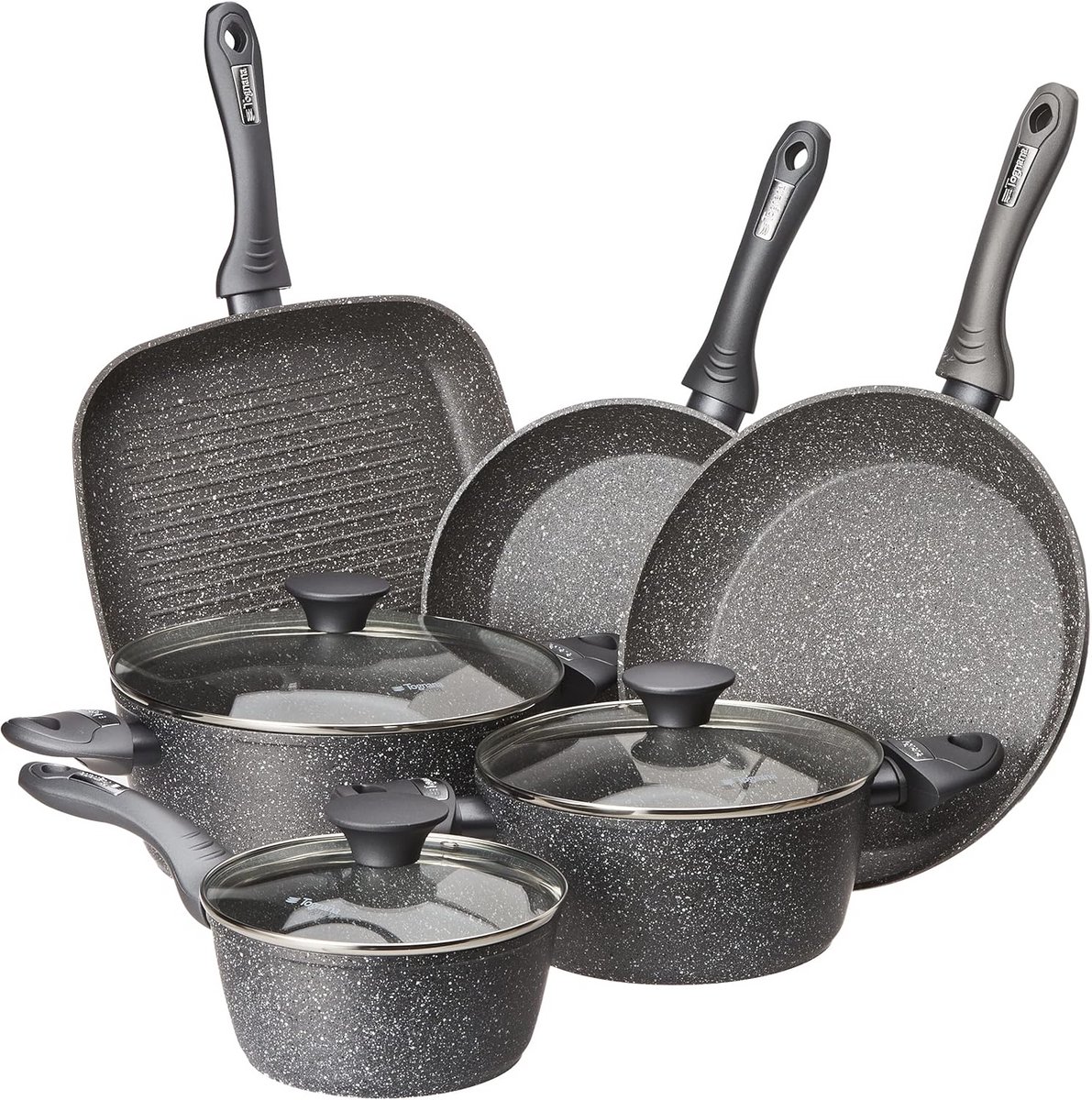 9-delige aluminium pannenset met marmercoating