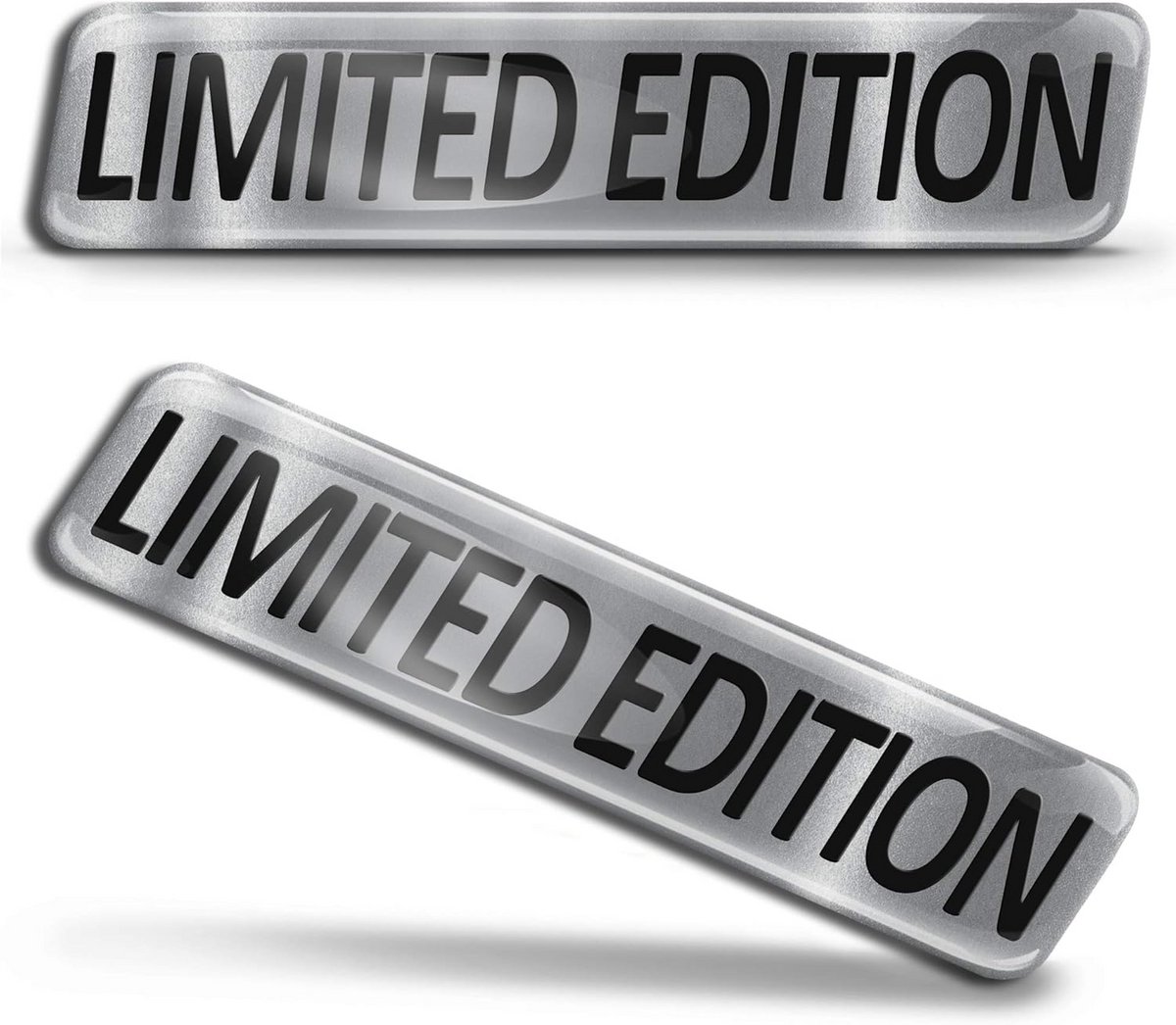 2x 3D Gel Silicone Stickers Limited Edition Zilver voor Auto, Moto, Fiets en Laptop