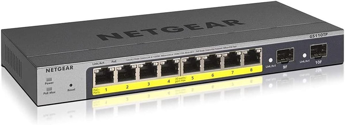 10-Port Gigabit Ethernet LAN PoE Switch Smart Managed Pro - Geluidsloos, Flexibel Beheer met Leveringsoptimalisatie