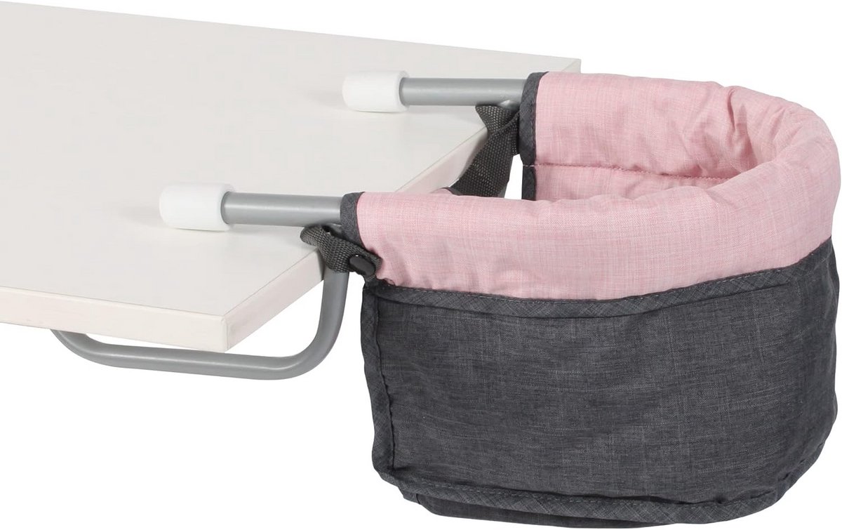 Hoge Poppenstoel voor Poppen tot 60 cm - Melange Antraciet-Roze