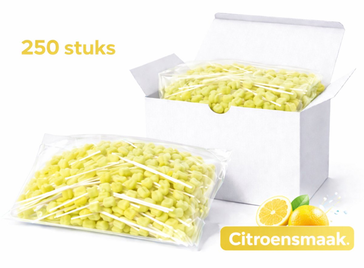 Dutchblue Mondverzorgingsswabs – Citroensmaak – 250 Stuks – Disposable Dental Swabs