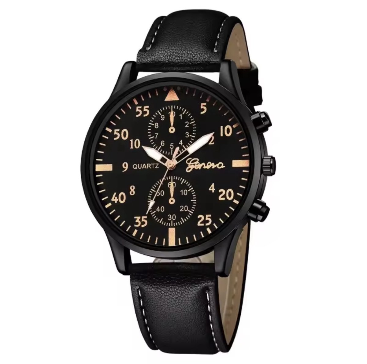 TDO Luxe Herenhorloge - Stijlvol Quartz Horloge met Leren Band - Klassiek Elegant Design