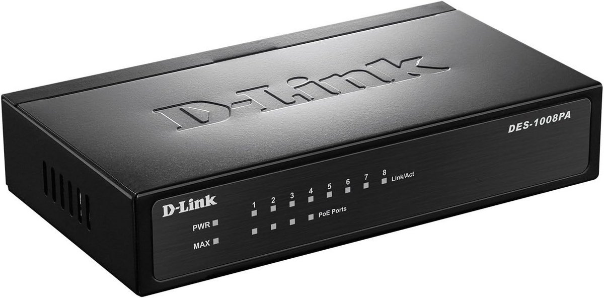 Ontbreekbare Desktop Switch met 8 Poorten en Power-over-Ethernet (PoE)