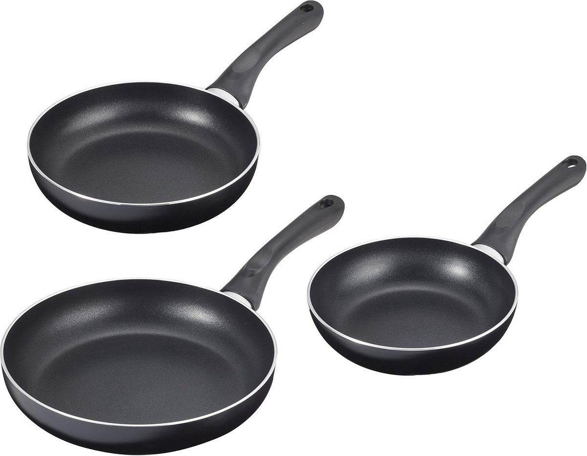 Set van 3 Inductie Koekenpannen 18, 20 en 24 cm - Aluminium met Antiaanbaklaag
