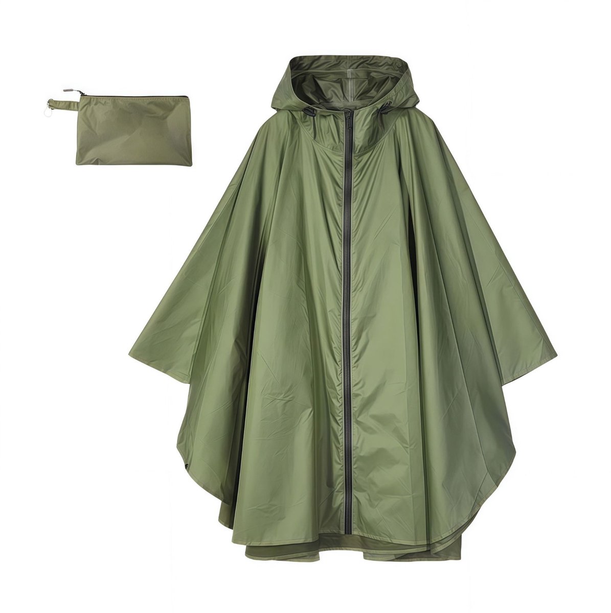 RAMBUX® Poncho - Waterdicht Regenpak - Regenjas met Capuchon - Legergroen - One Size