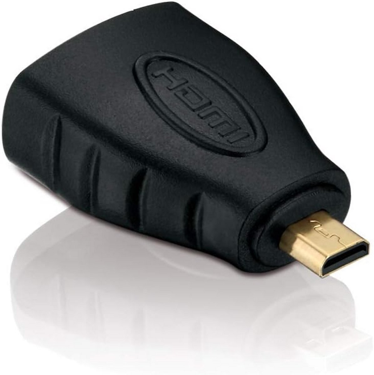 Micro HDMI-stekker - HDMI busadapter (verguld, FullHD, 1080p) zwart