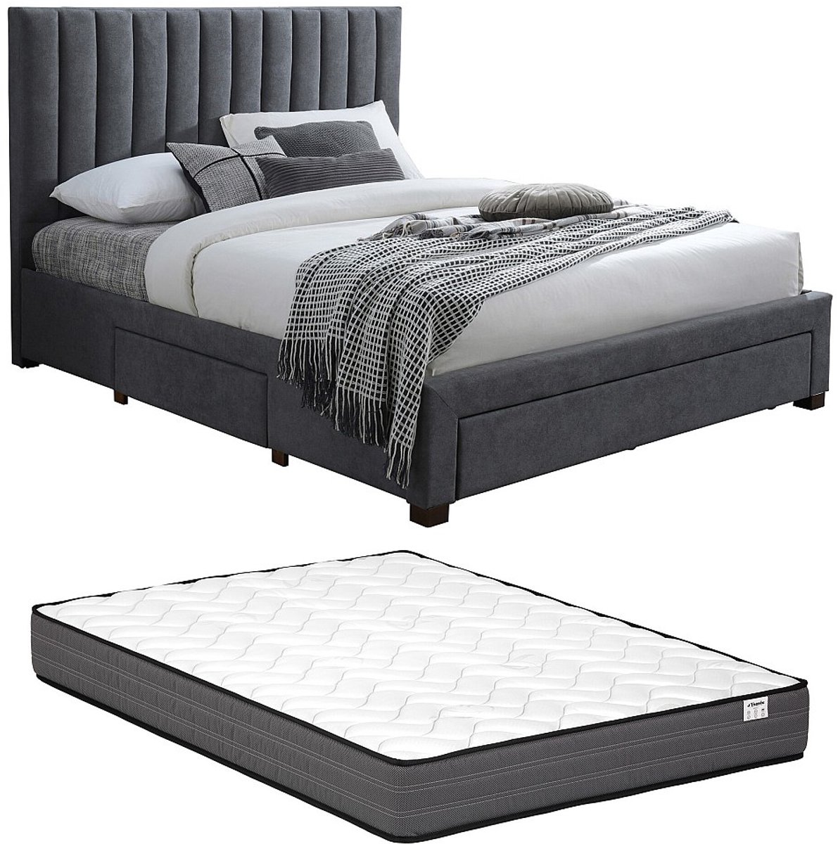 Vente-unique Bedframe stof grijs 180 x 200 cm LIAKO