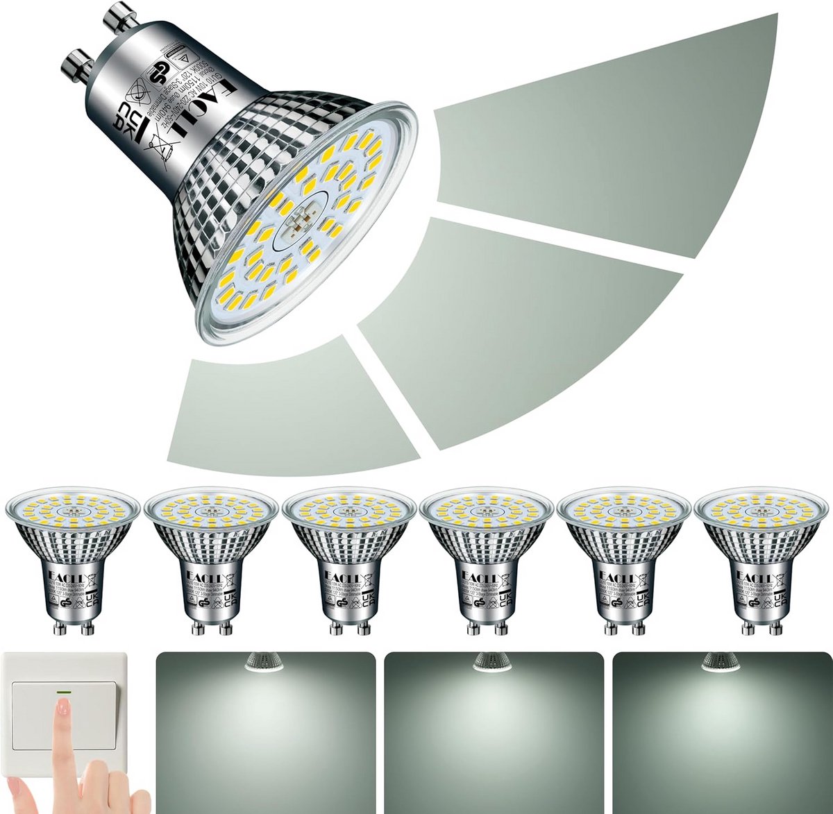 GU10 LED Lamp 10W Dimbaar met Geheugenfunctie - 6-pack Daglicht Wit 5000K