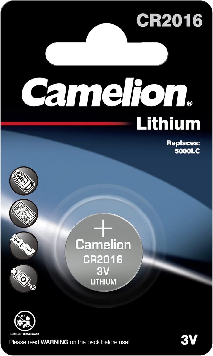 CR2016 Knoopcel Lithium batterij - 1 stuk, Blisterverpakking